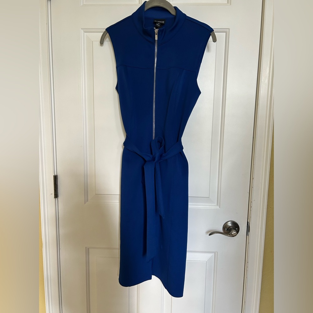 Enfocus Studio Royal Blue Zip-Up Midi Dress